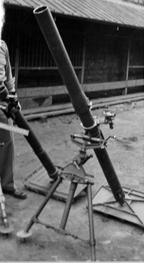 A 3-inch mortar with a barrel extension, compared to regular mortar.