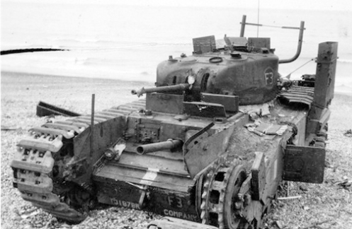 A reworked Churchill Mark I of the Calgary Regiment’s “C” Squadron Headquarters knocked out at Dieppe. Source: Authors’ image file.